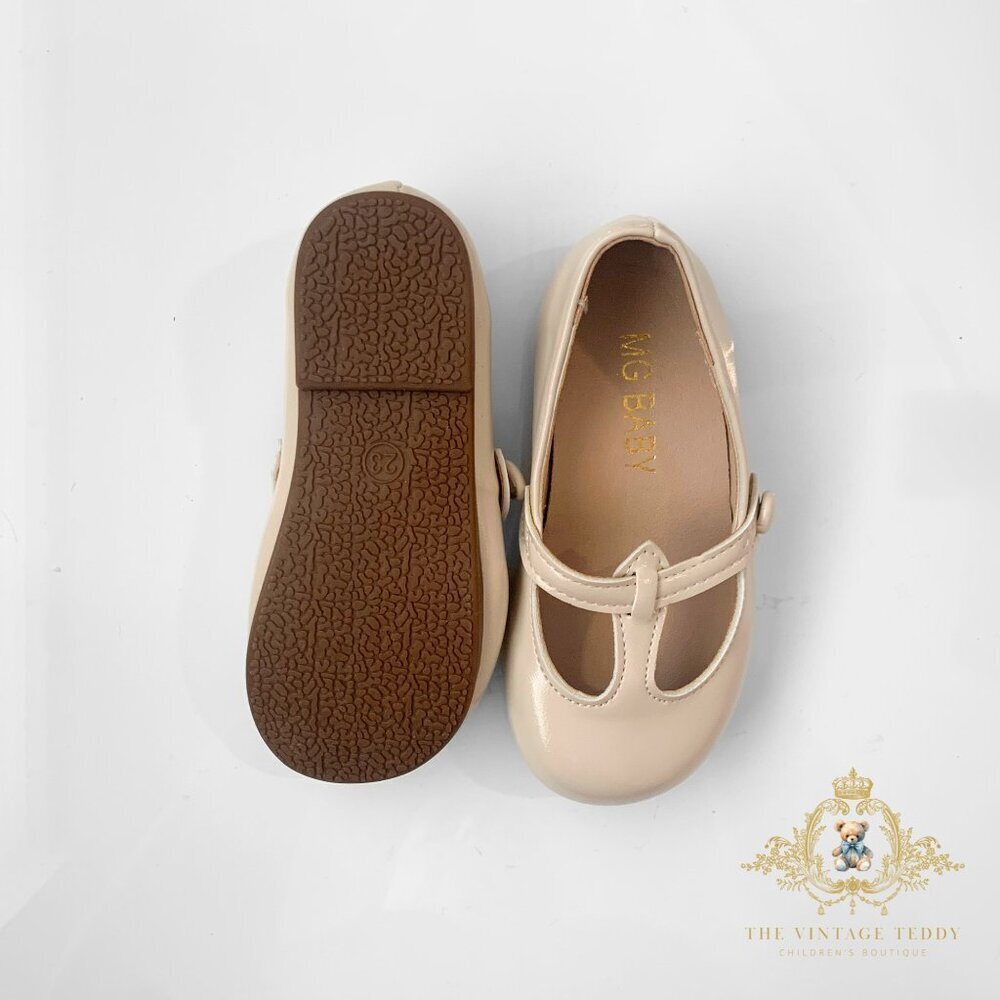 NWT Pretty Girls Mary Jane Flats Vintage Style Cute Children's Shoes Cream 2 - Picture 6 of 7